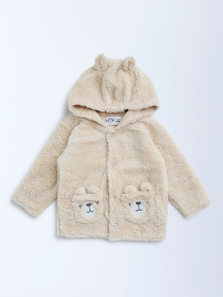 HOP Baby Beige Fleece Detailed Sweater