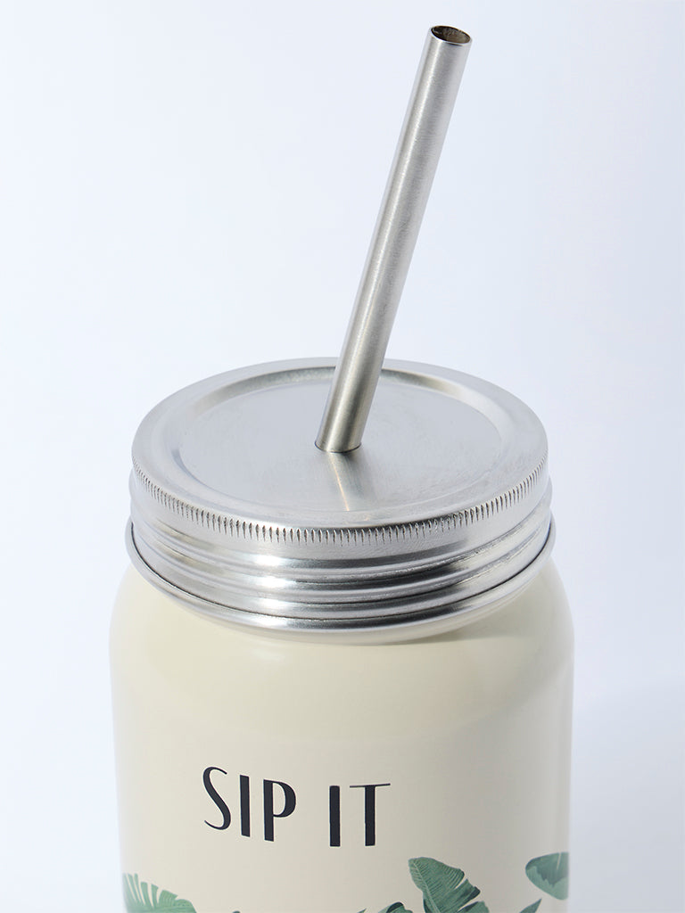 Westside Home Ivory Leaf Pattern Sipper