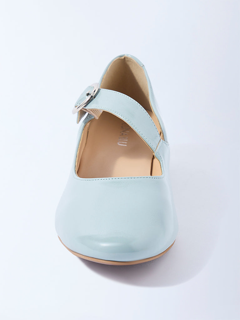 LUNA BLU Light Blue Block-Heel Mary Jane Shoes