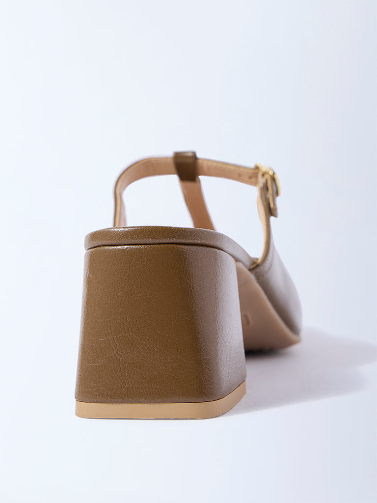 LUNA BLU Olive Block-Heel Mules