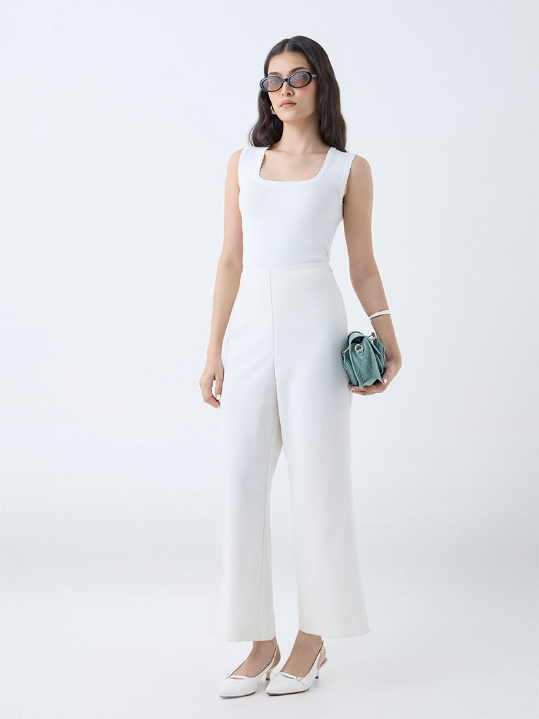 Wardrobe White Ribbed-Textured Top