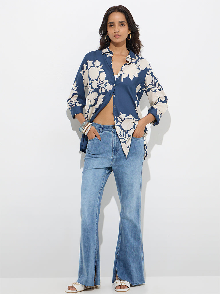 Utsa Indigo Floral Printed Tunic
