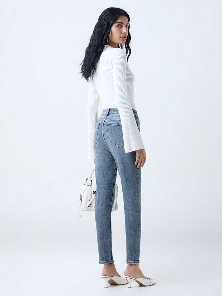 Nuon Blue Slim-Fit High-Rise Jeans