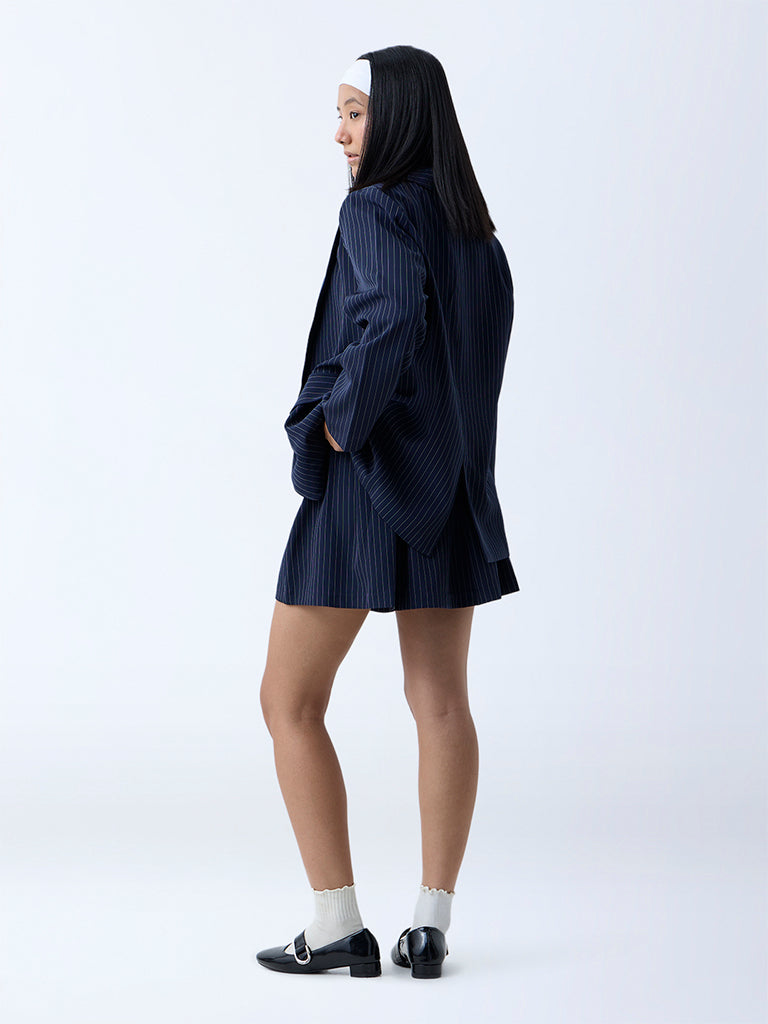 Nuon Navy Pinstripe Detailed Blazer