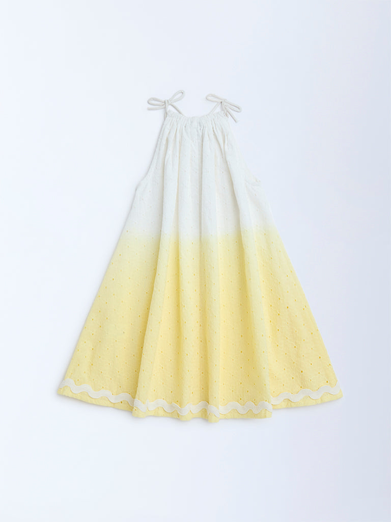 HOP Kids Yellow Ombre-Finish Cotton A-Line Dress