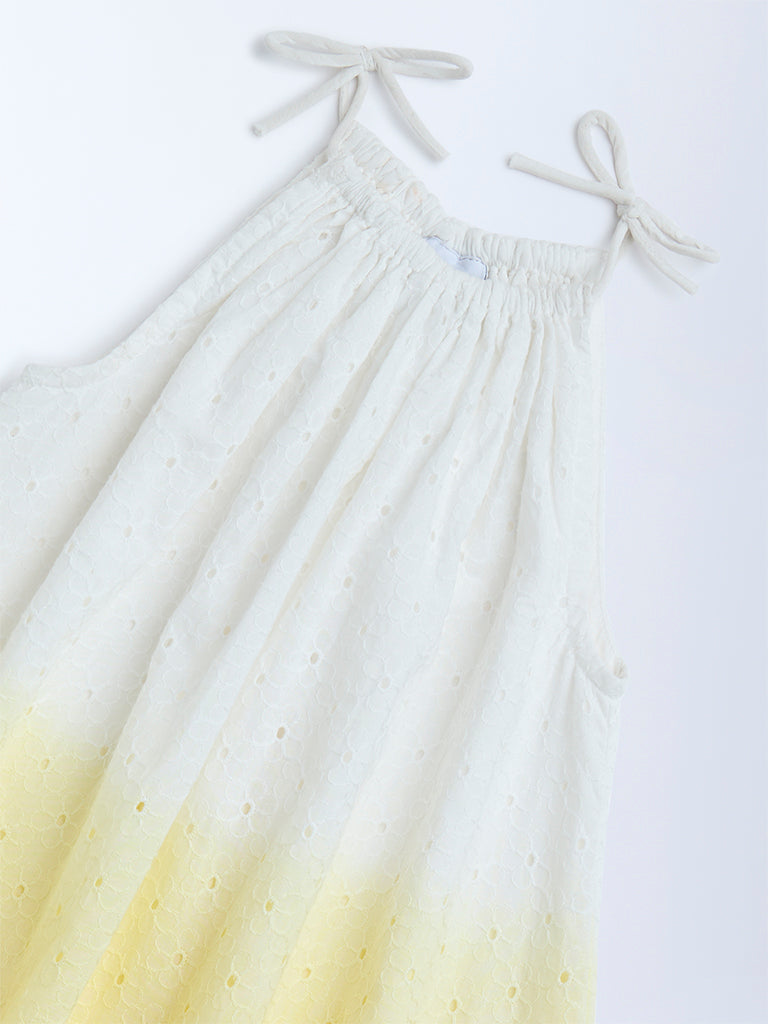 HOP Kids Yellow Ombre-Finish Cotton A-Line Dress