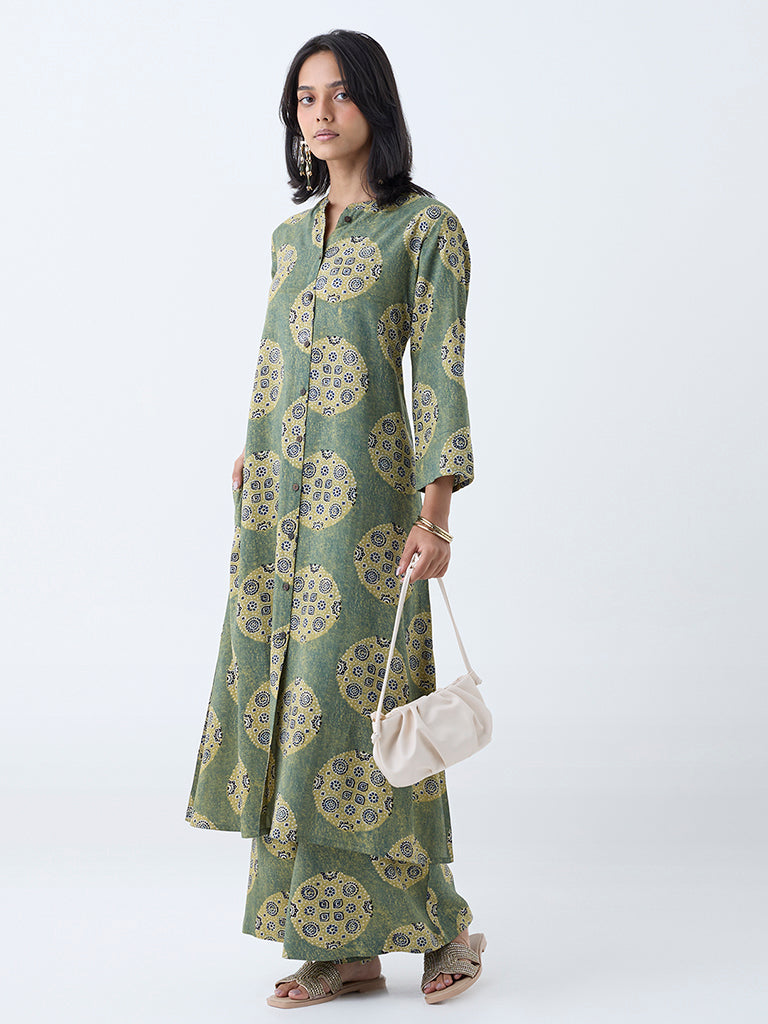 Utsa Sage Printed A-Line Kurta