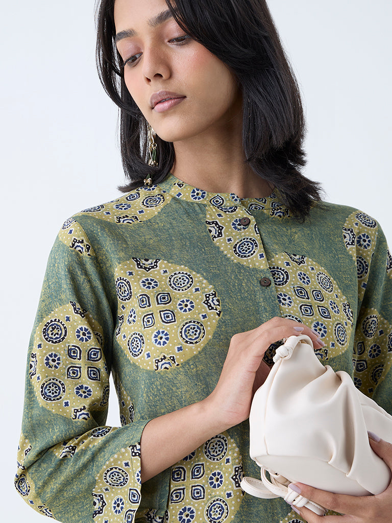 Utsa Sage Printed A-Line Kurta