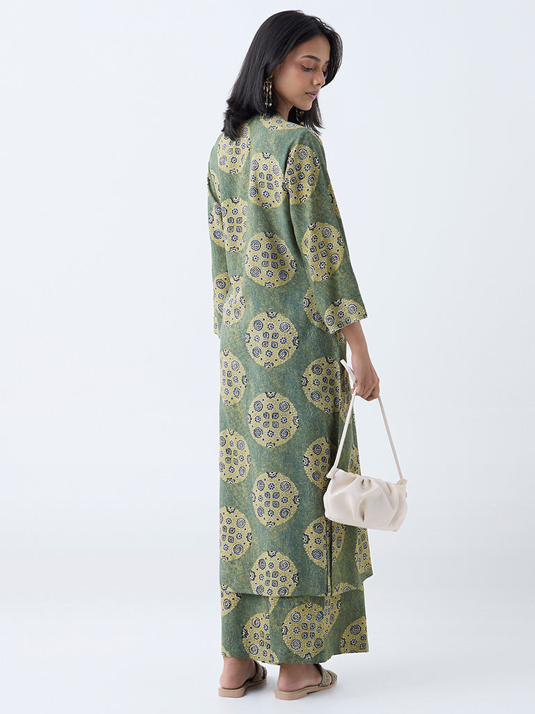 Utsa Sage Printed A-Line Kurta