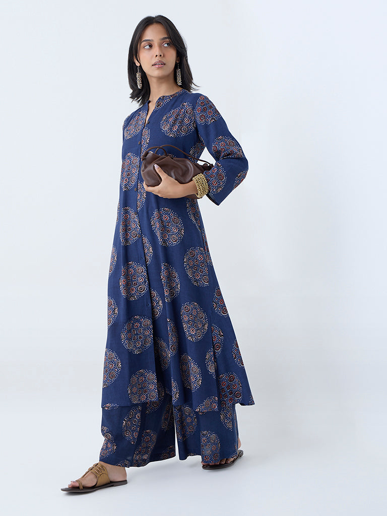 Utsa Indigo Printed Palazzos