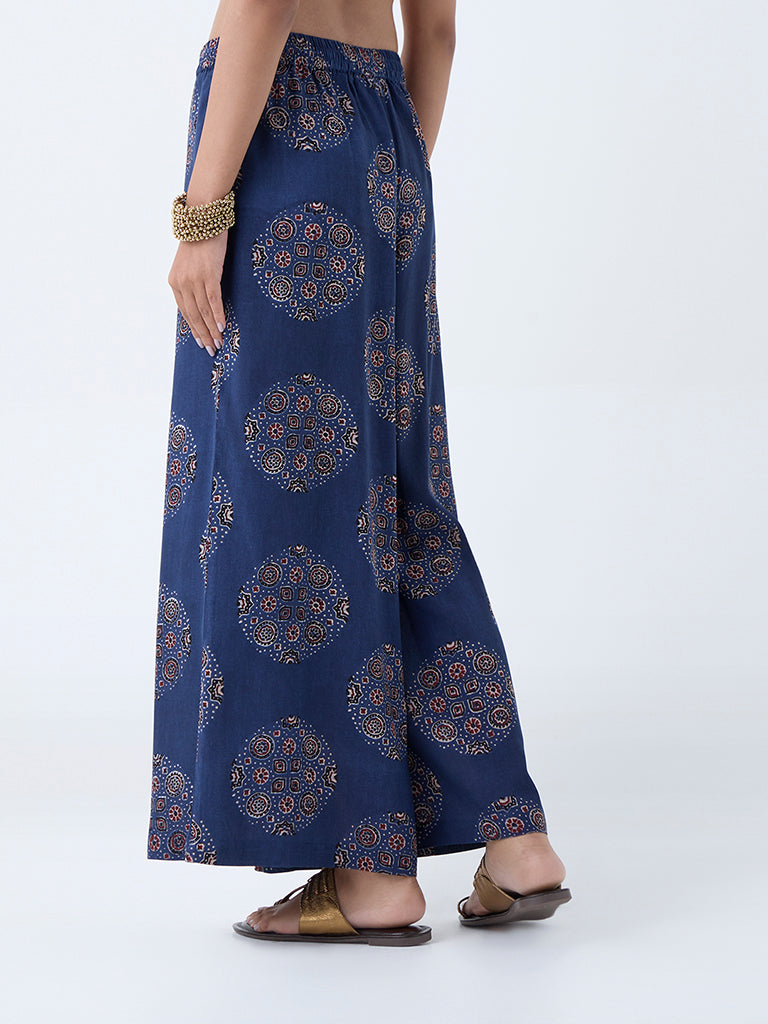 Utsa Indigo Printed Palazzos
