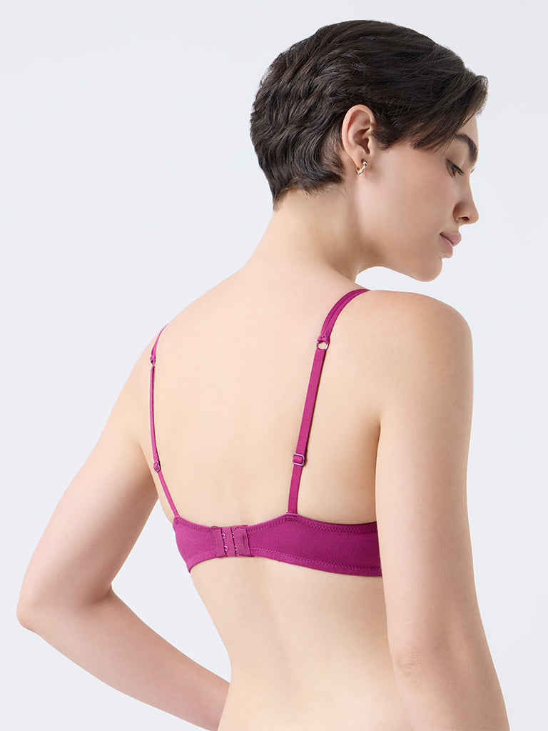 Wunderlove Magenta Lace Design Underwired Bra