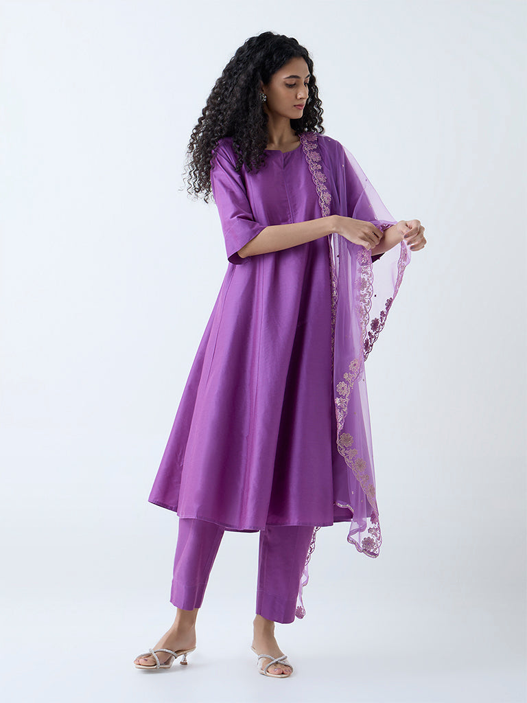 Vark Purple Anarkali Ethnic Set