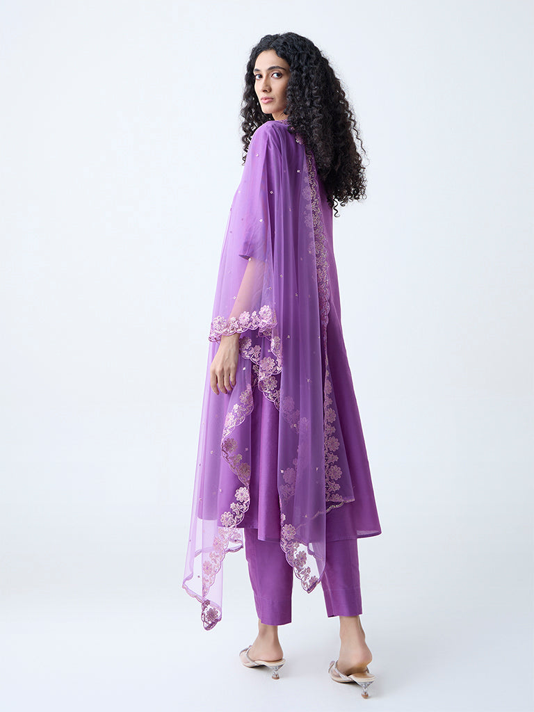 Vark Purple Anarkali Ethnic Set
