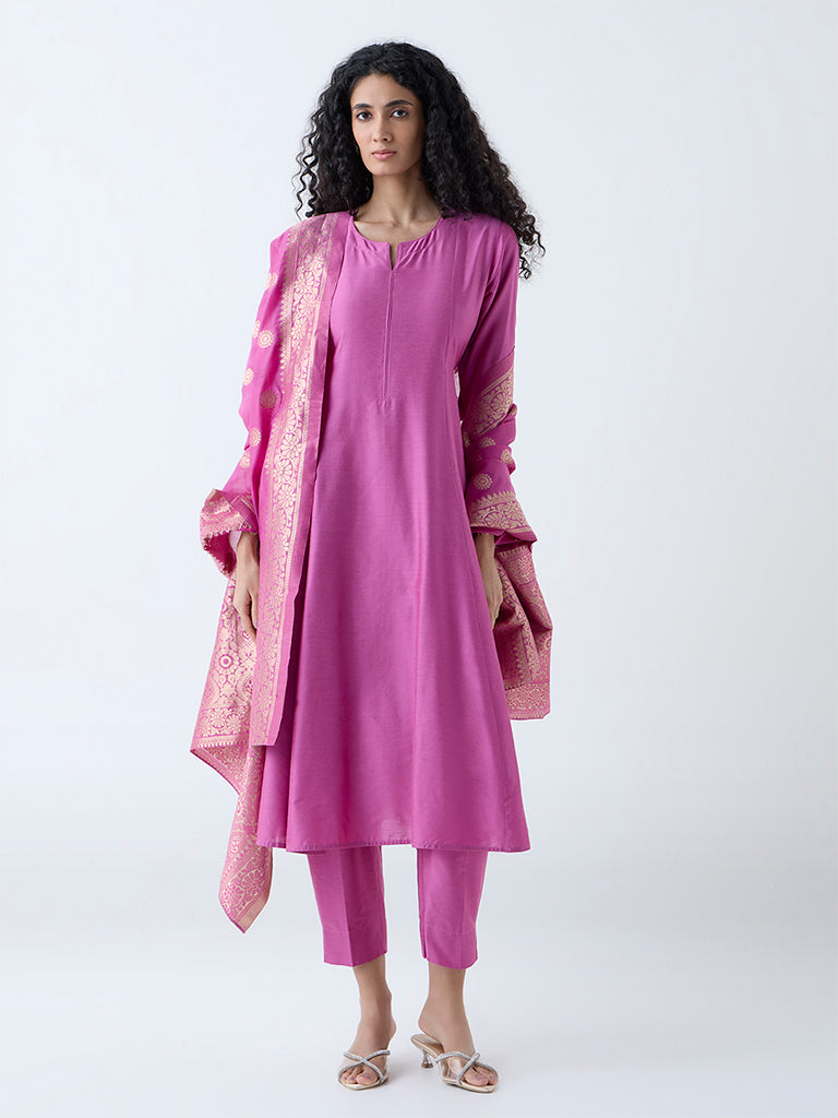 Vark Magenta Anarkali Ethnic Set