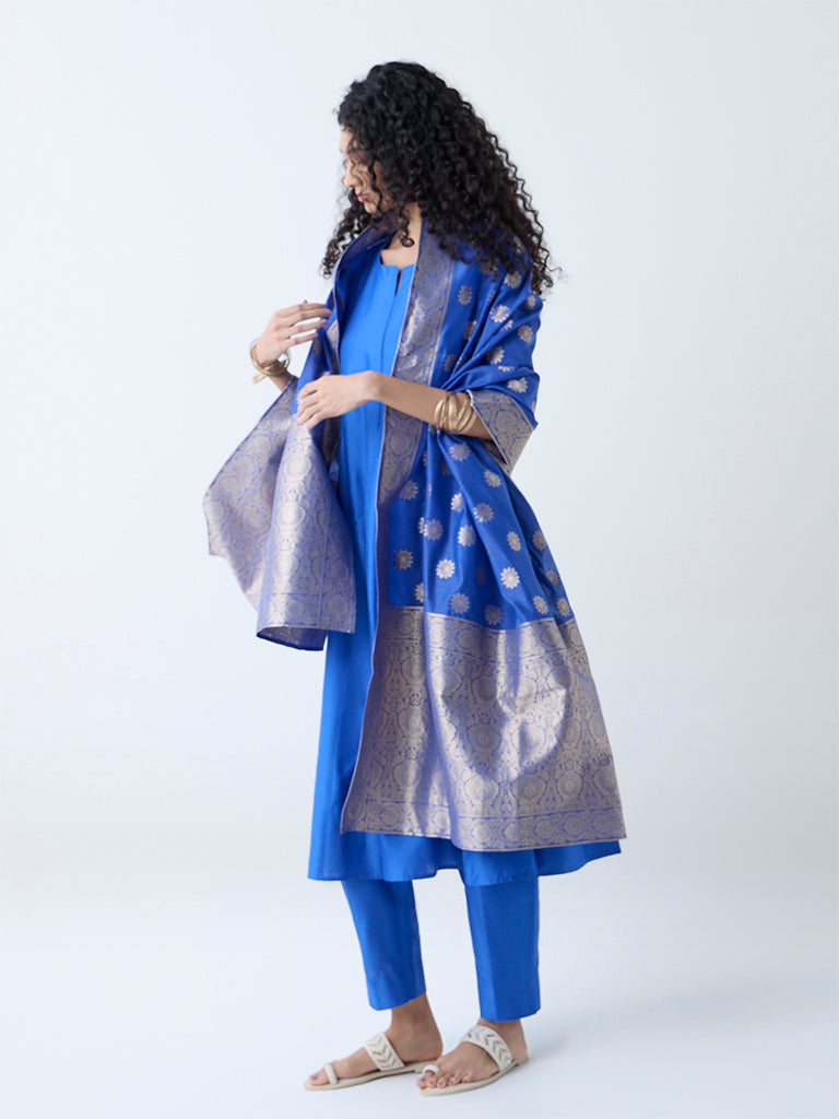 Vark Blue Anarkali Ethnic Set