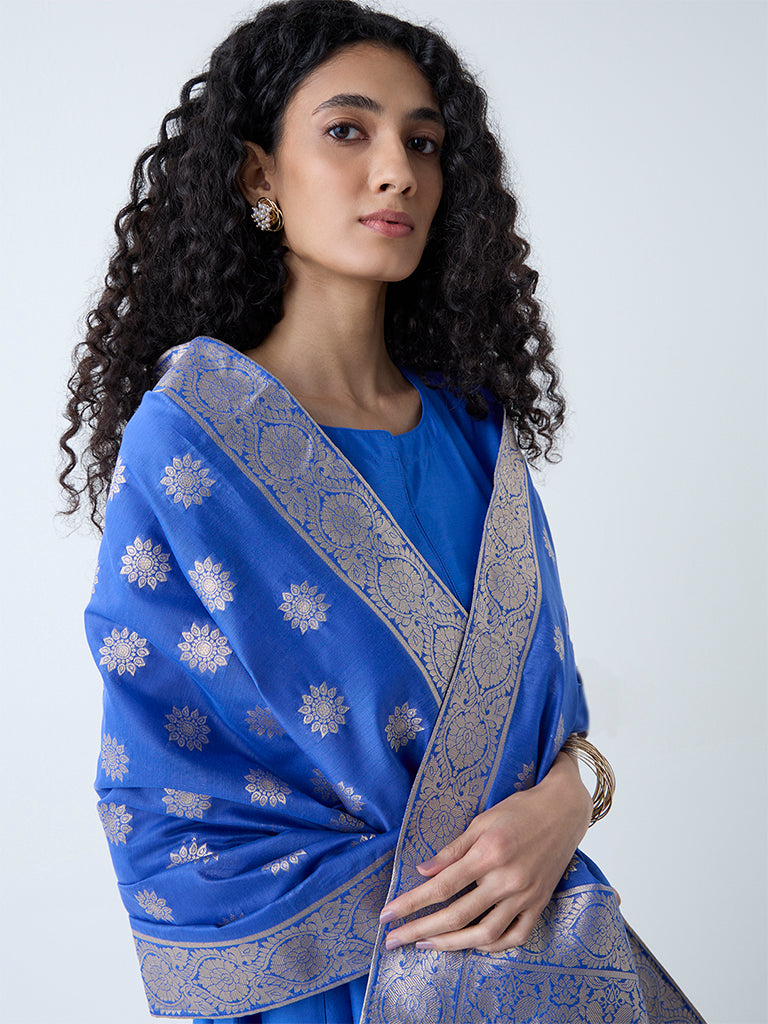 Vark Blue Anarkali Ethnic Set