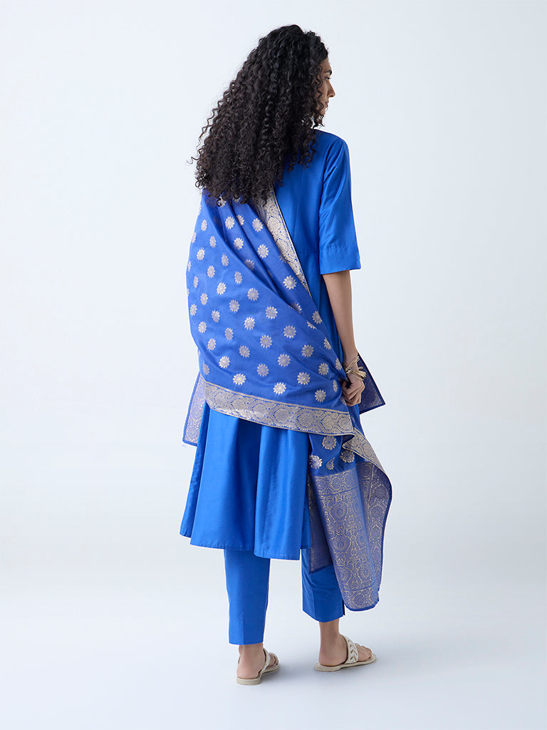 Vark Blue Anarkali Ethnic Set