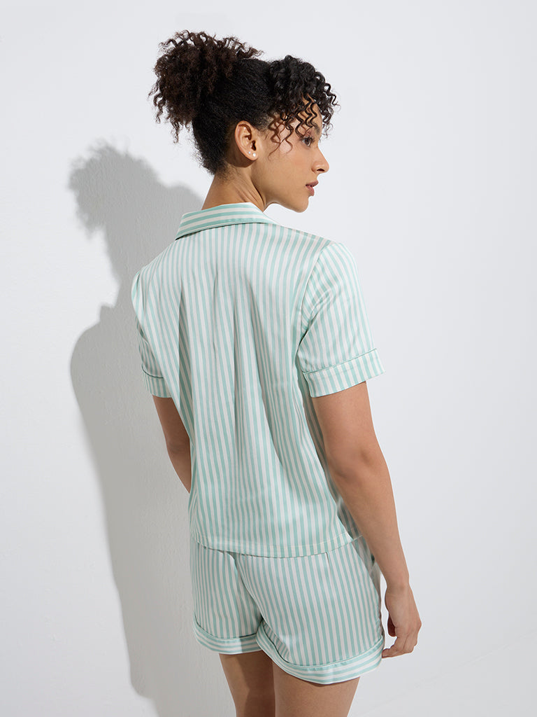 Wunderlove Sage Stripe Shirt with Shorts Set