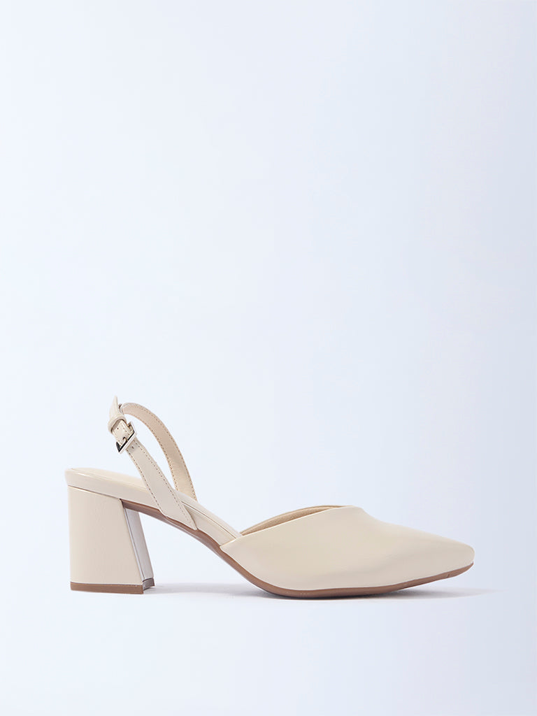 Buy LUNA BLU Ivory Slingback Block-Heel Mules from Westside