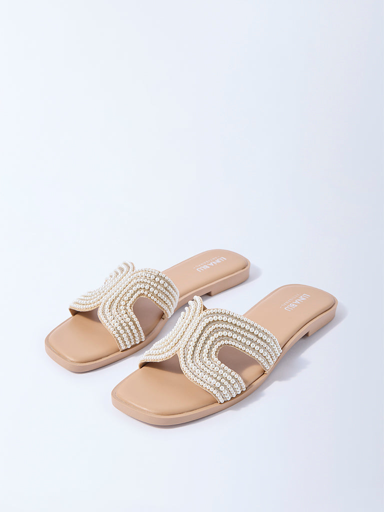 LUNA BLU Ivory Pearlescent Slides