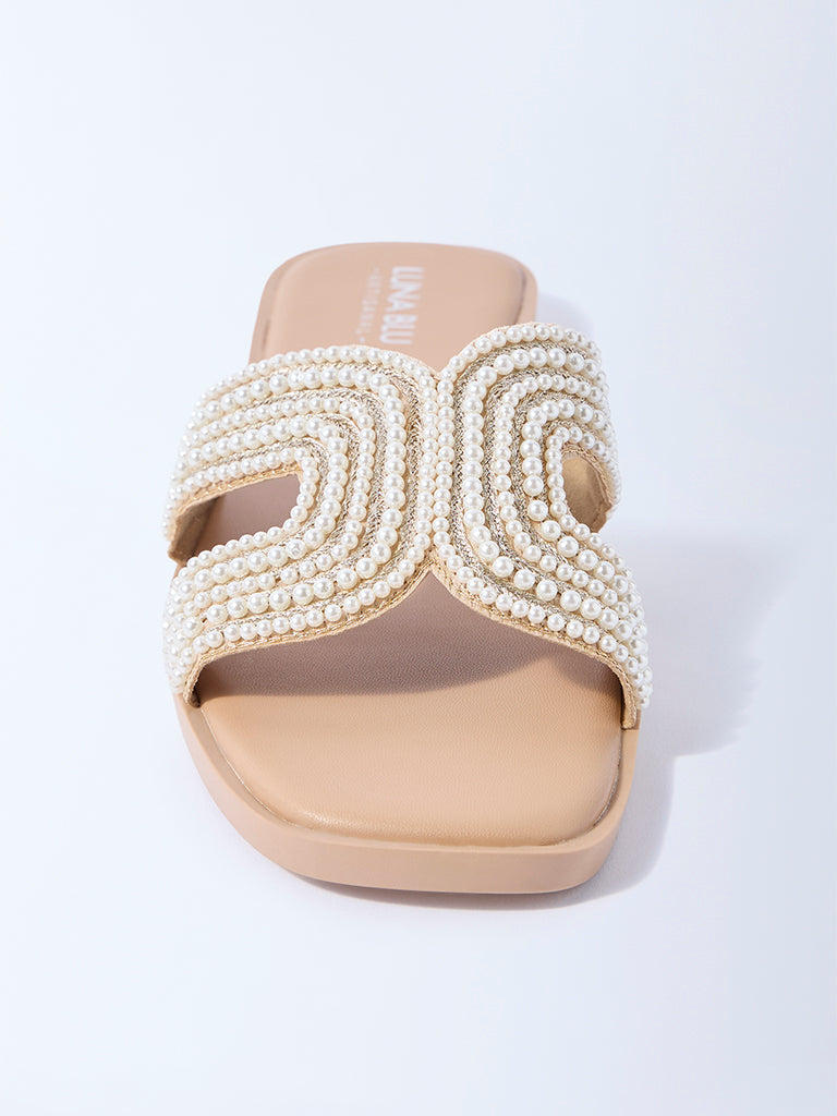 LUNA BLU Ivory Pearlescent Slides