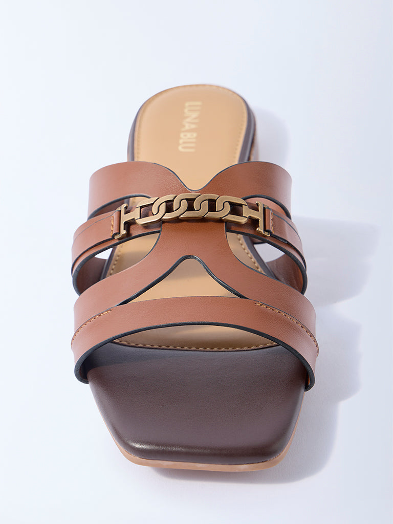 LUNA BLU Brown Chain Detailed Slides