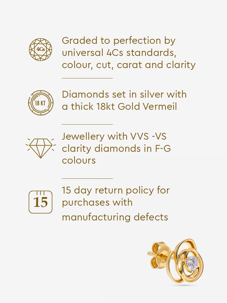 Gold Rosette Lab Diamond Stud Earrings