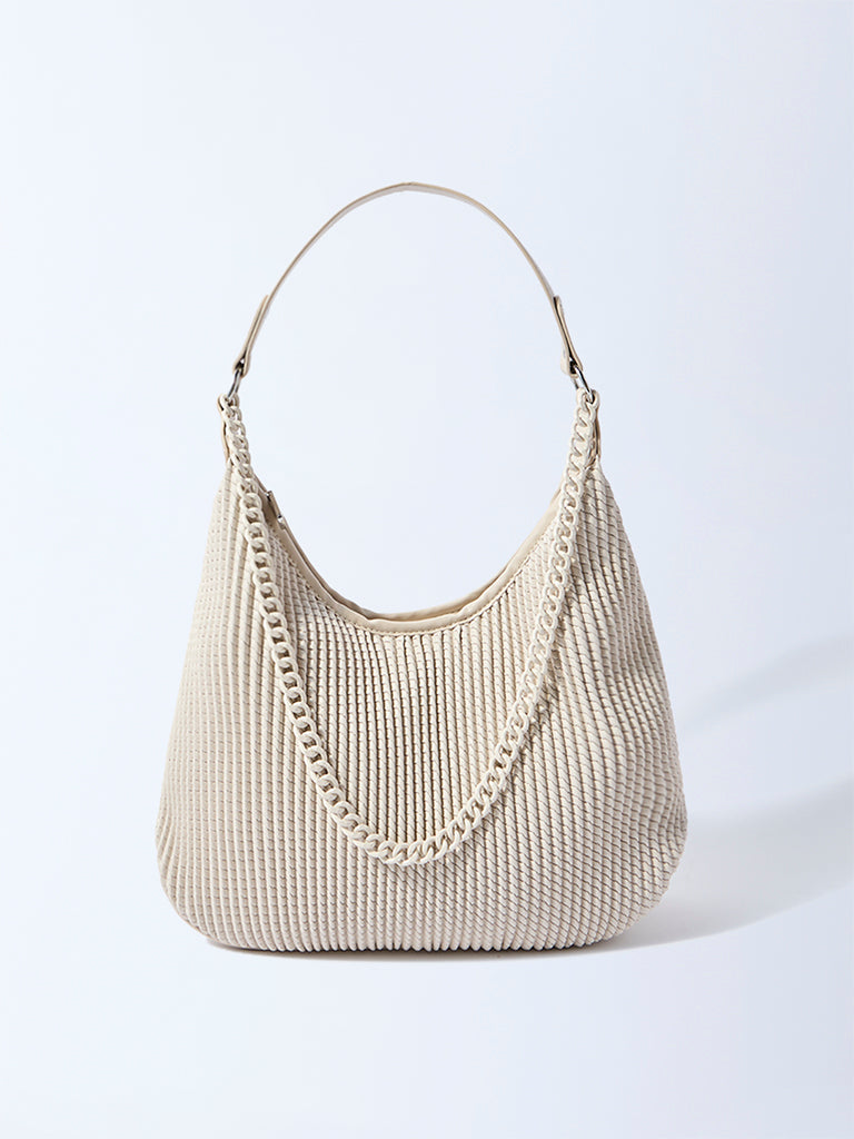 Westside Off-White Self-Textured Shoulder Bag