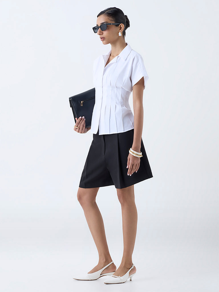 Wardrobe White Pleated Shirt
