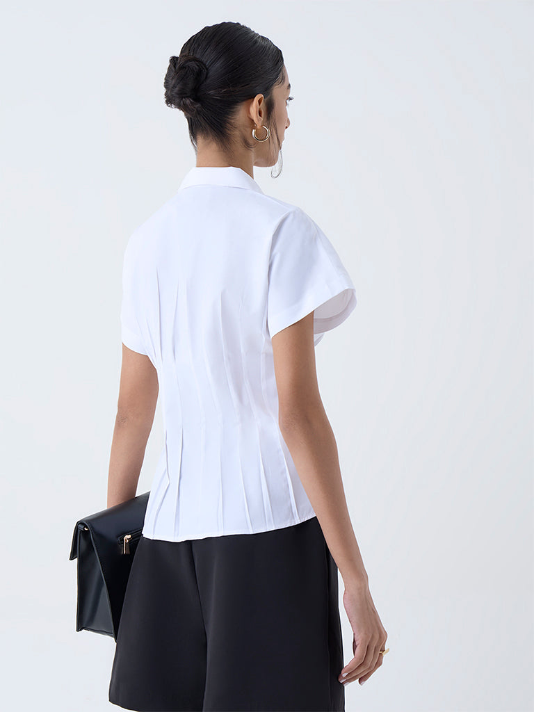 Wardrobe White Pleated Shirt