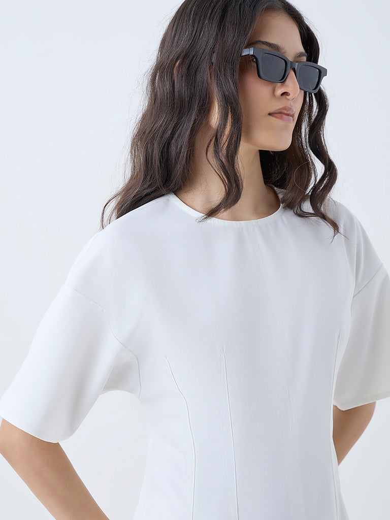 Westside Wardrobe Women's White Solid Top for Work Wear Zoomed View