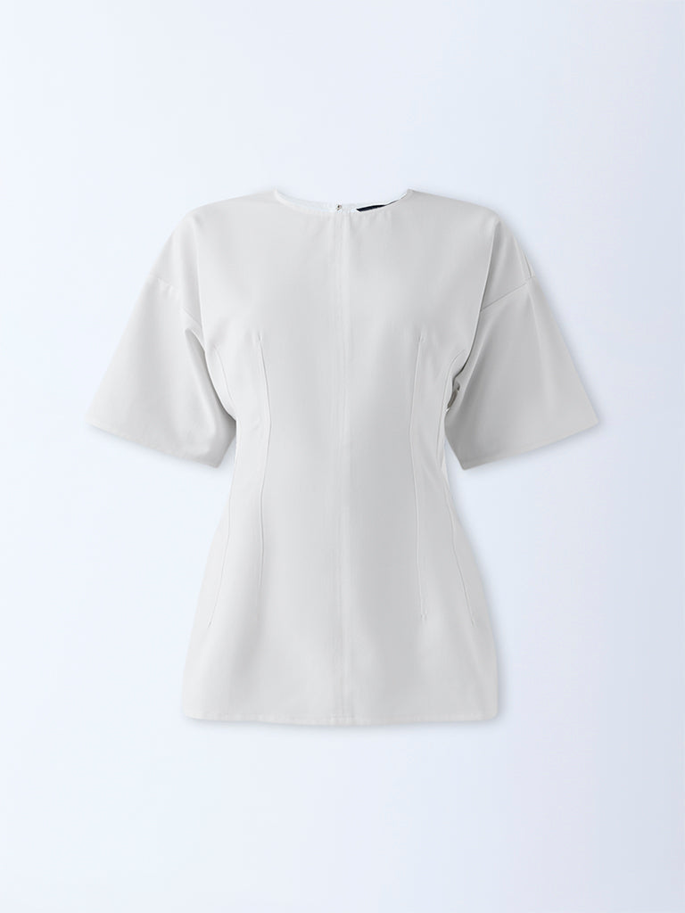 Westside Wardrobe Women's White Solid Top for Work Wear Flatly