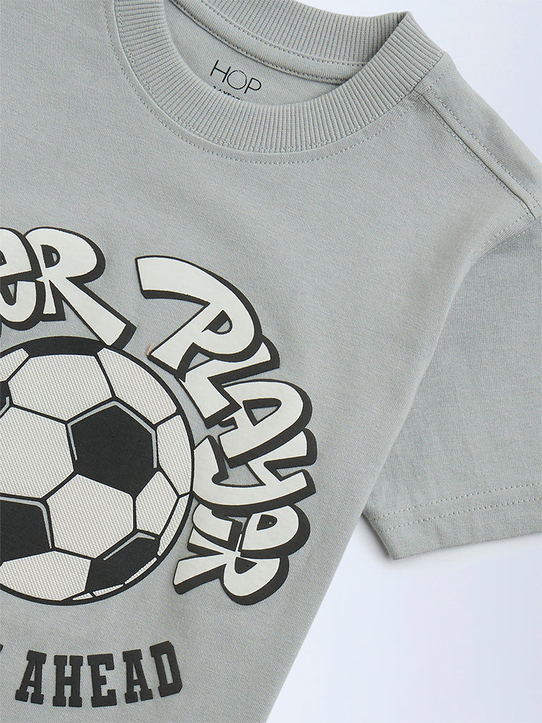 HOP Kids Grey Soccer-Inspired Cotton T-Shirt