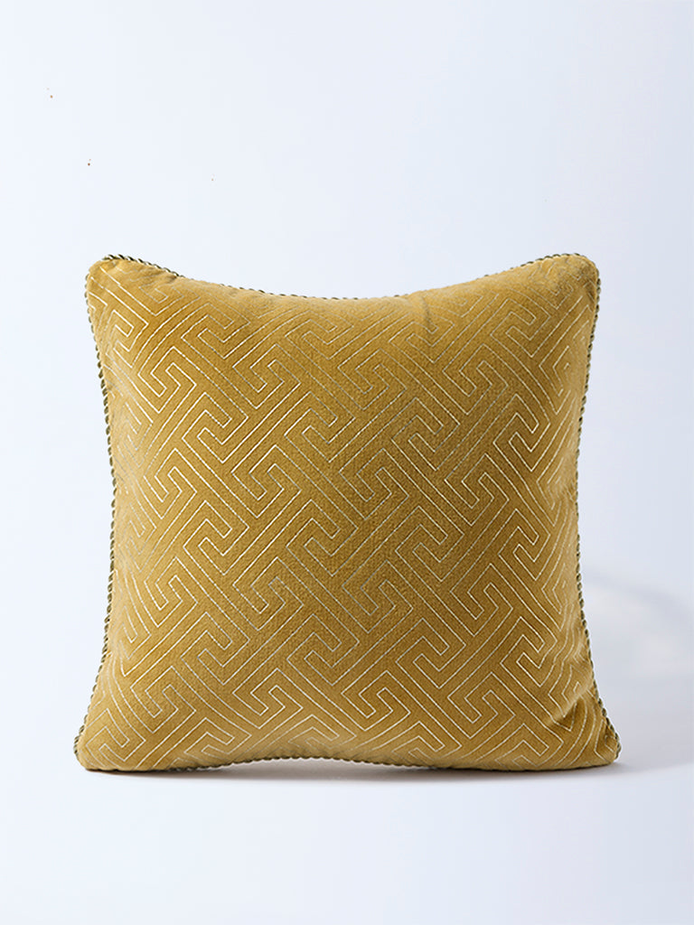 Buy Westside Home Mustard Geometric Pattern Cushion Cover from