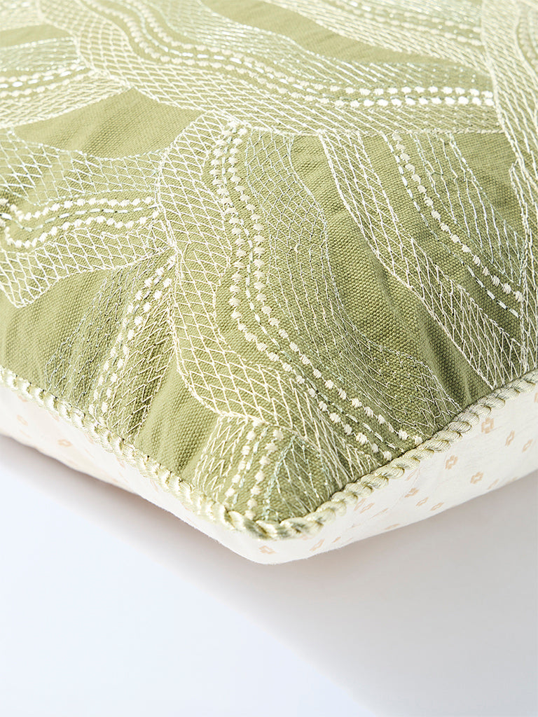Westside Home Sage Shell Embroidered Cushion Cover
