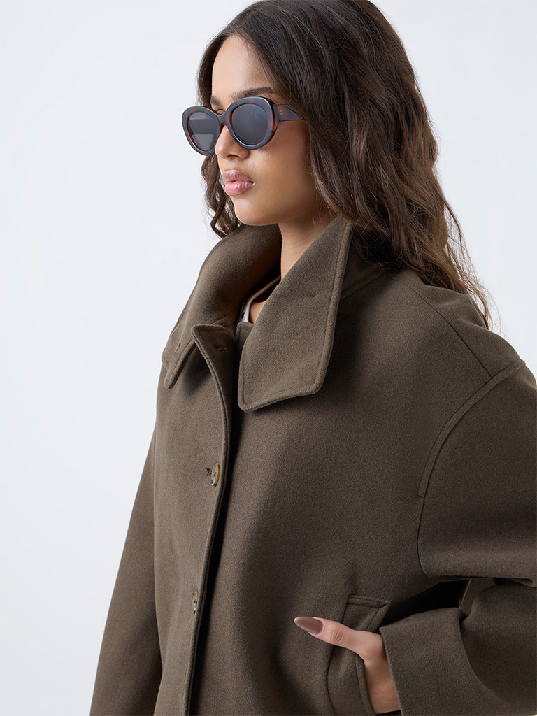LOV Dark Olive Solid Jacket