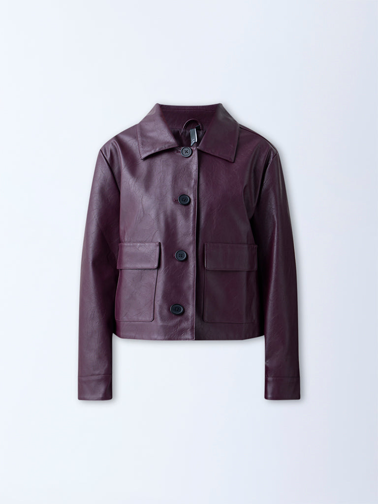 LOV Burgundy Faux Leather Jacket