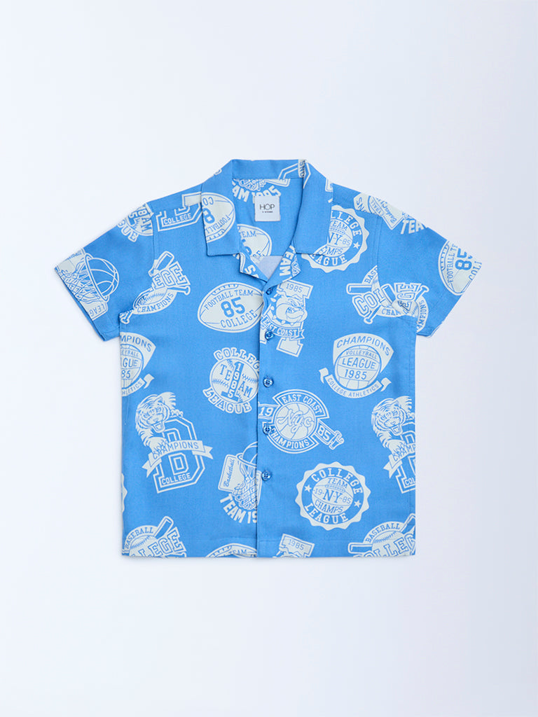 HOP Kids Blue Football-Themed Shirt