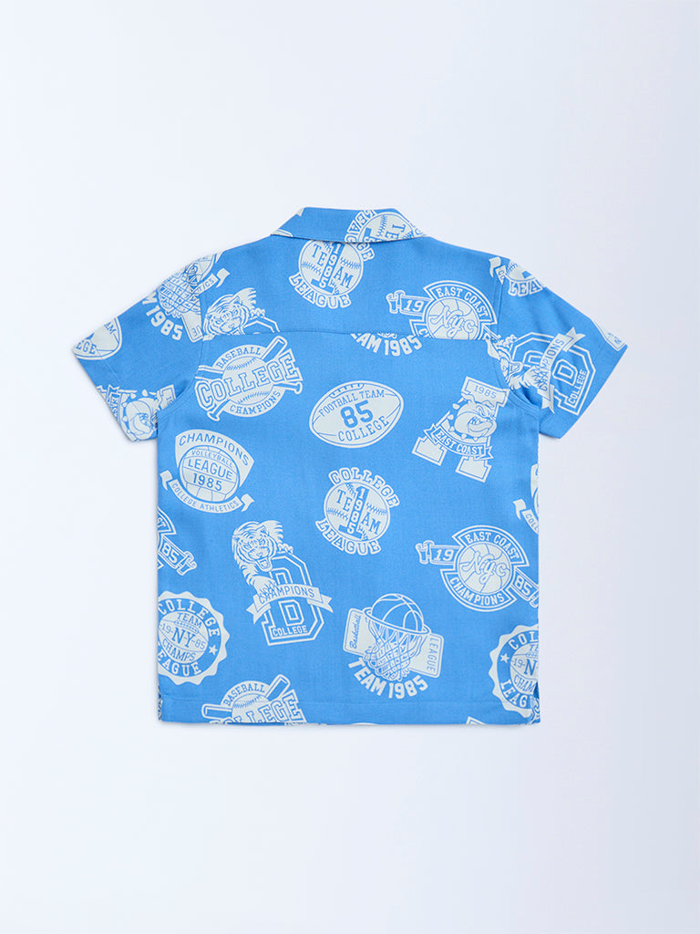 HOP Kids Blue Football-Themed Shirt