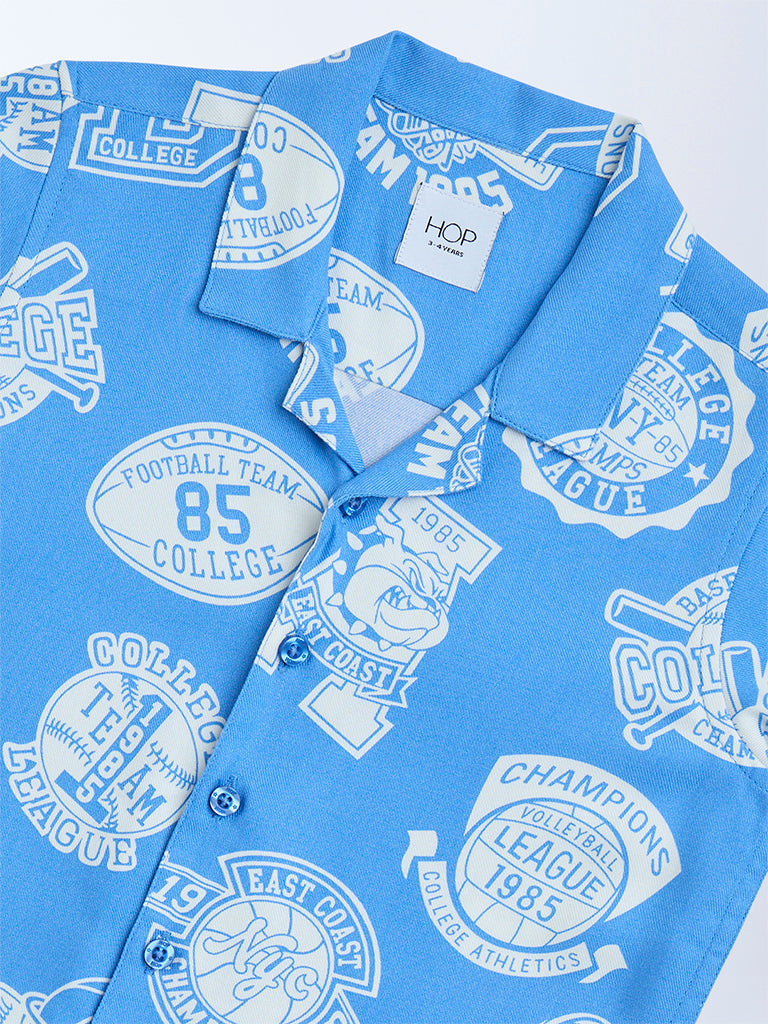 HOP Kids Blue Football-Themed Shirt