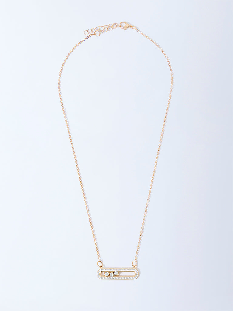 Westside Accessories Gold Stone Detailed Pendant Necklace