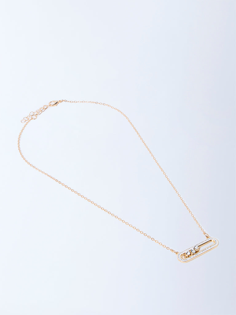 Westside Accessories Gold Stone Detailed Pendant Necklace