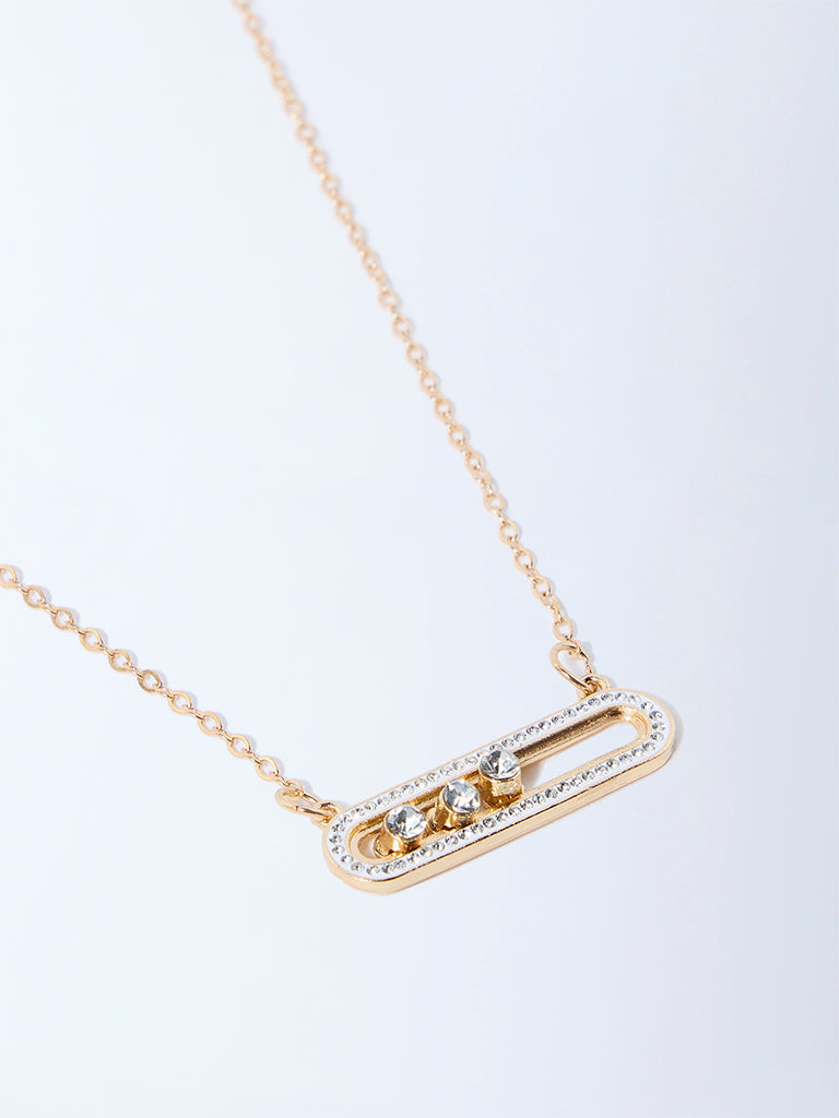Westside Accessories Gold Stone Detailed Pendant Necklace
