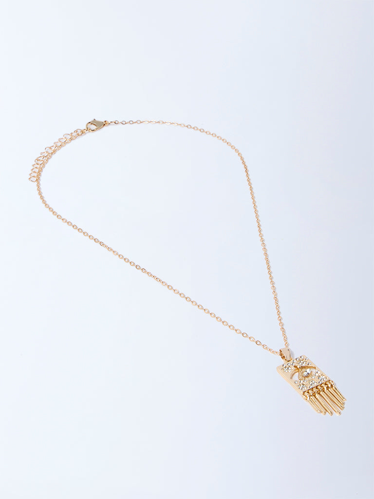 Westside Accessories Gold Evil Eye Pendant Necklace
