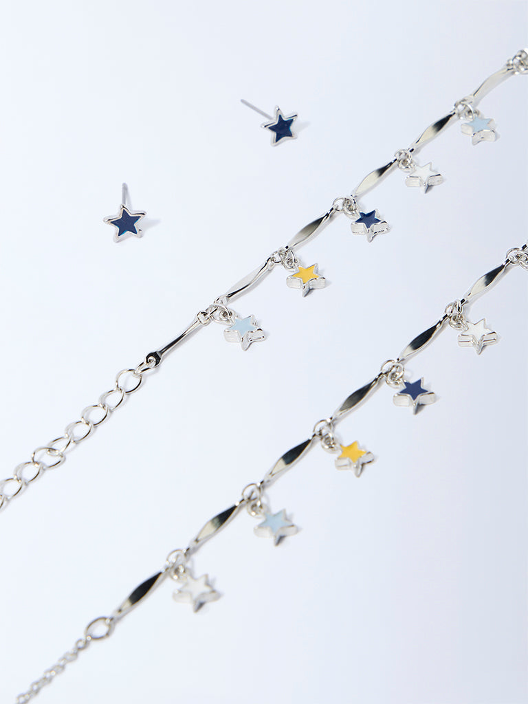 Westside Accessories Multicolour Enamel Star Necklace, Earrings and Bracelet Set