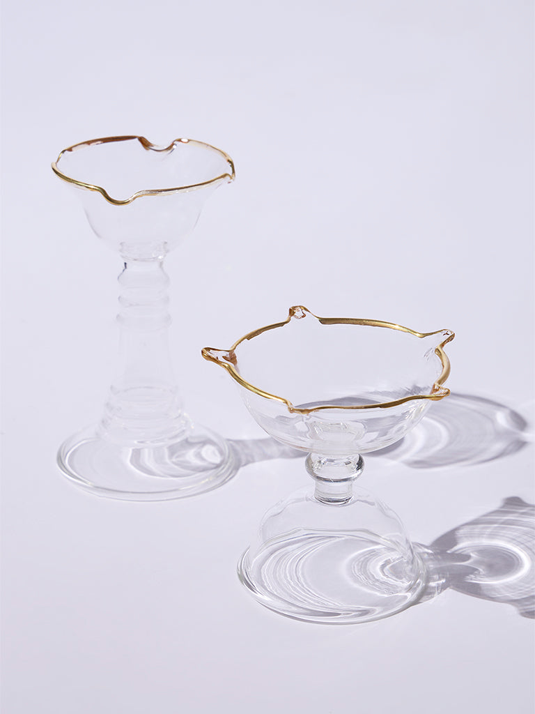 Westside Home Clear Diyas (Set of 2) - Festive Season Gift