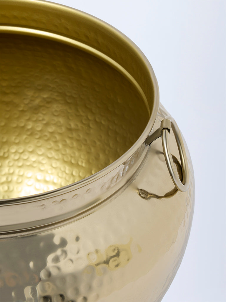 Westside Home Gold Hammered Textured Urli Planter