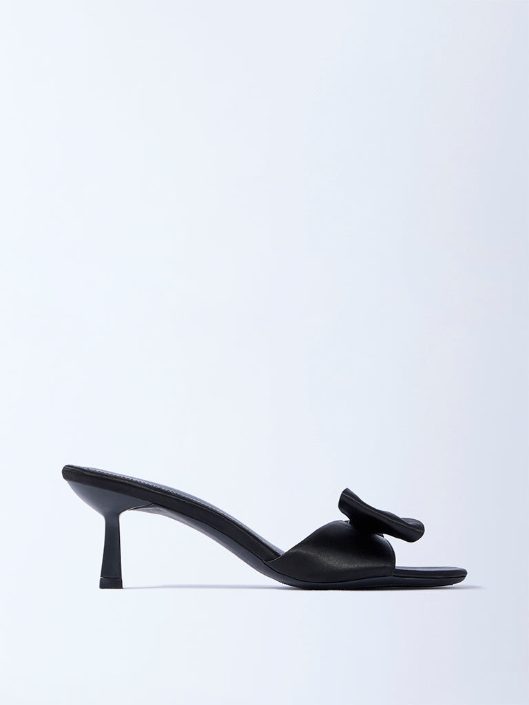 LUNA BLU Black Bow-Detailed Heel Sandals