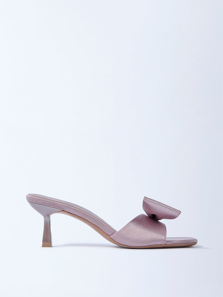 LUNA BLU Mauve Bow-Detailed Heel Sandals